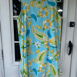 Lilly Pulitzer Sleeveless Blue Paisley vintage Floral Shift Dress
